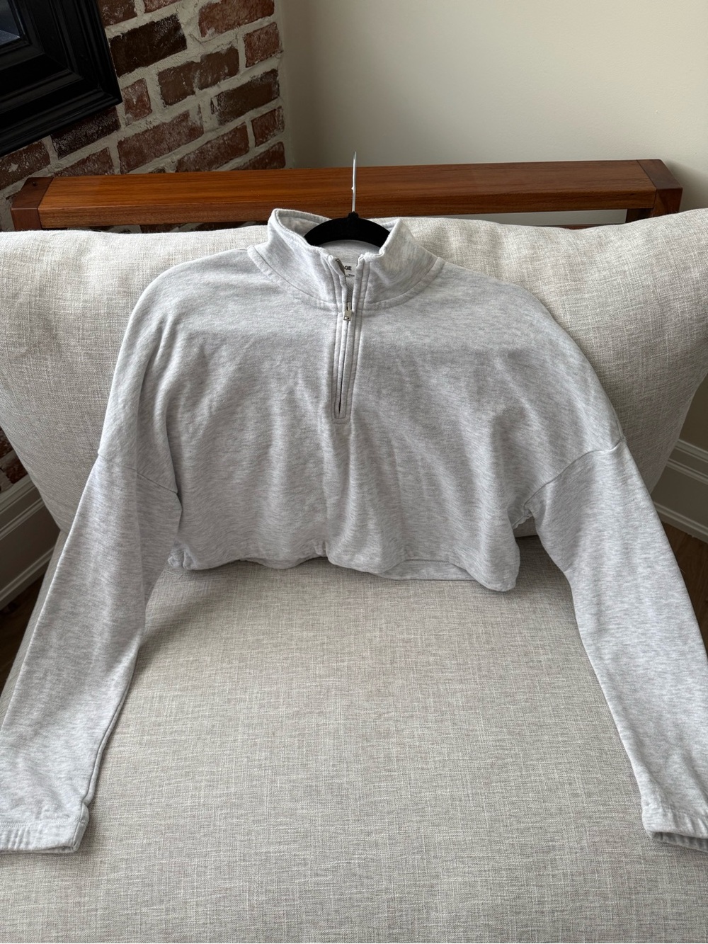Garage Cropped Half-Zip Pullover in Heather Gray - Picture 5 of 5